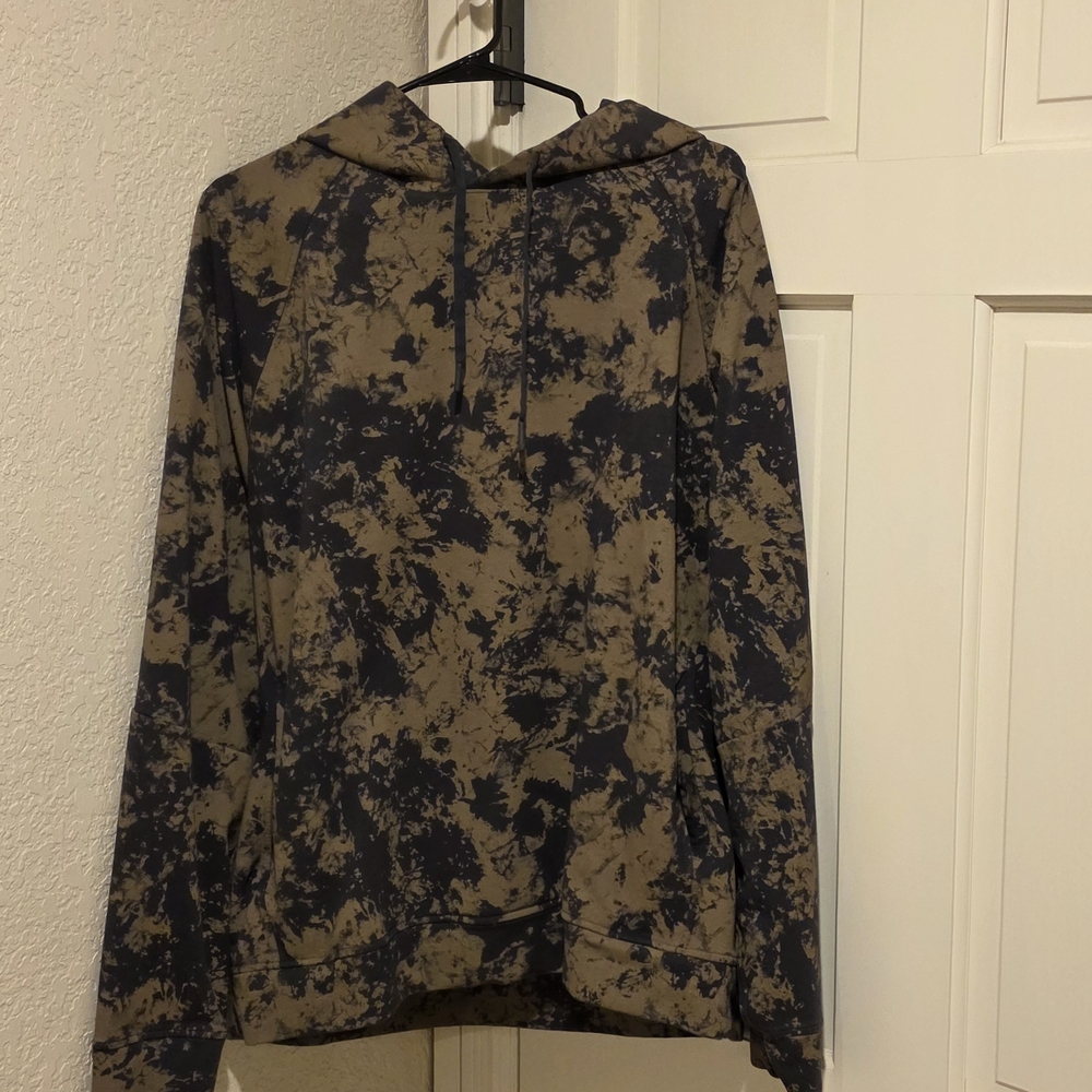 Tie-Dye Hooded Pullover Sweatshirt - Olive & Black